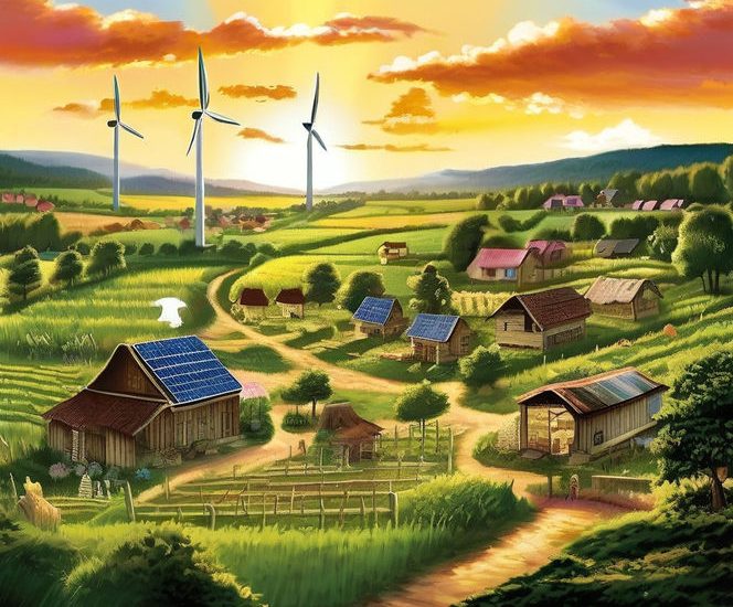 Ländliche Idylle im harmonischen Einklang mit erneuerbaren Energien